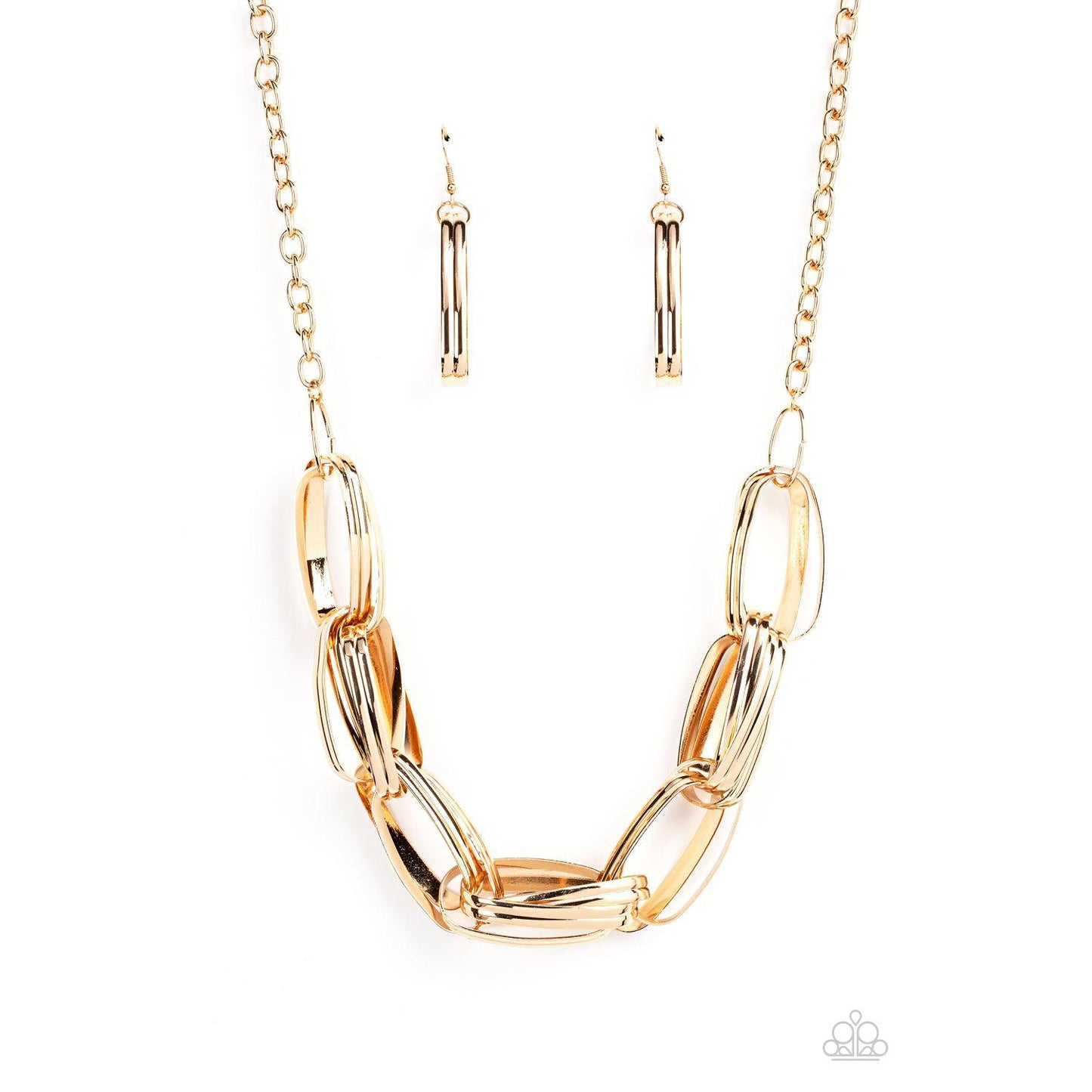 Fiercely Flexing - Gold - Paparazzi Accessories Necklace