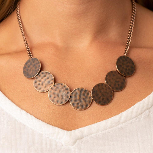 Flip a Coin - Copper Hammered Necklace - Bling by Danielle Baker