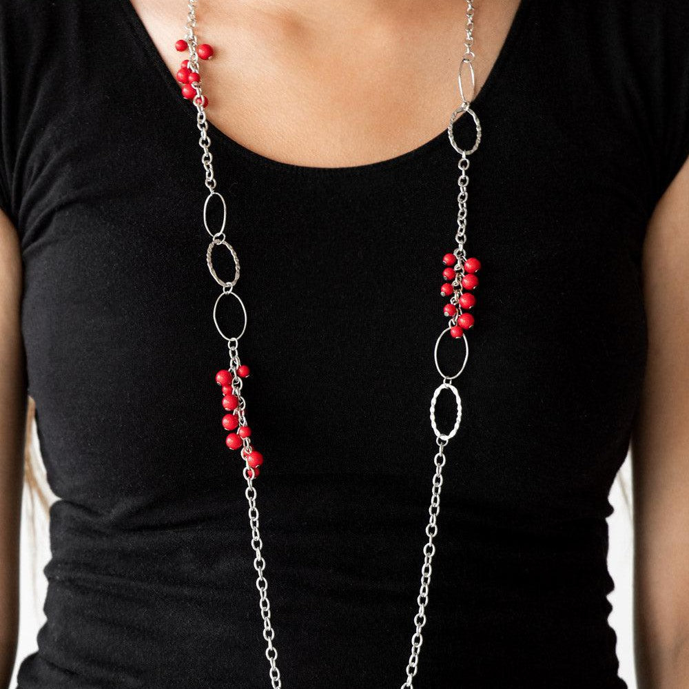 Flirty Foxtrot - Red Stone Necklace - A Large Selection Hand-Chains And Jewelry On rainbowartsreview,Women's Jewelry | Necklaces, Earrings, Bracelets