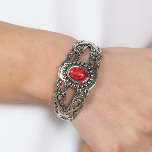 Sonoran Soul Searcher - Red Stone Cuff Bracelet - Bling by Danielle Baker