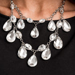 RETIRED VINTAGE- The Sarah 2020- Paparazzi Exclusive Zi Collection Silver & Rhinestone Necklace - Bling By Danielle