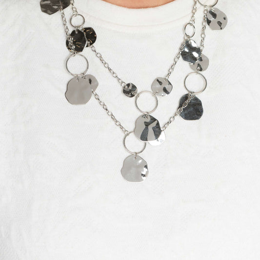 Hammered Horizons - Silver Hammered Necklace - Bling by Danielle Baker