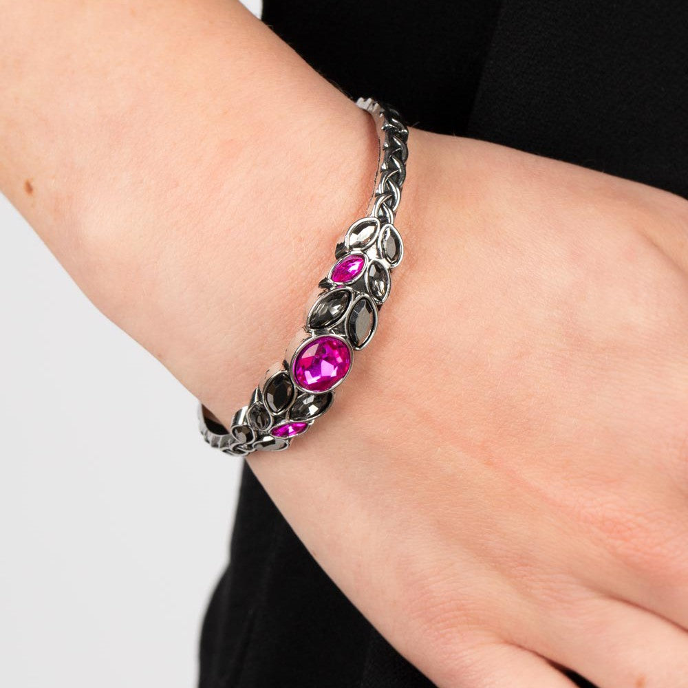 Vogue Vineyard - Pink Rhinestone Cuff Bracelet - Bling by Danielle Baker