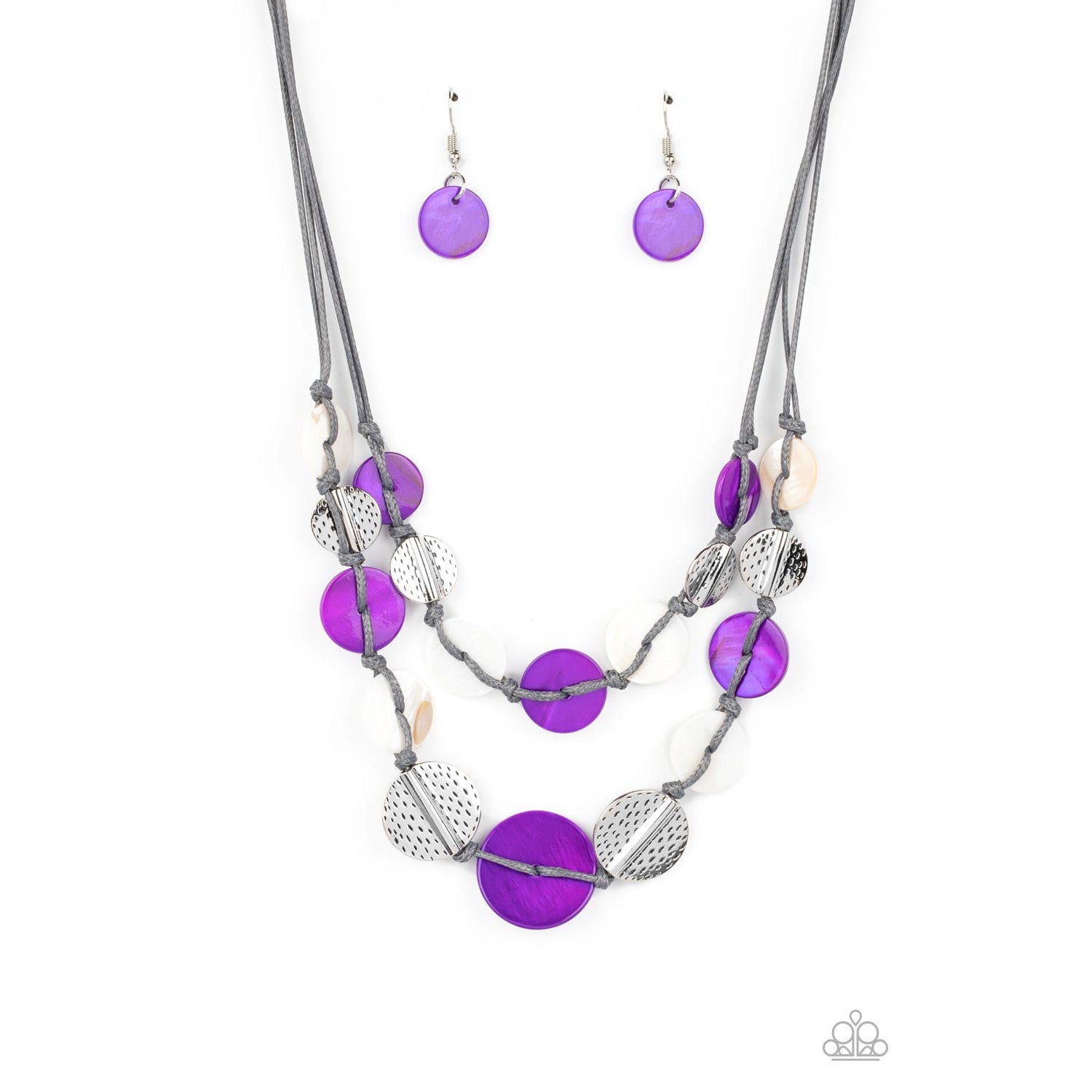 Barefoot Beaches - Purple & White Shell Necklace - Bling by Danielle Baker