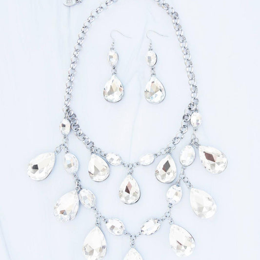 RETIRED VINTAGE- The Sarah 2020- Paparazzi Exclusive Zi Collection Silver & Rhinestone Necklace - Bling By Danielle
