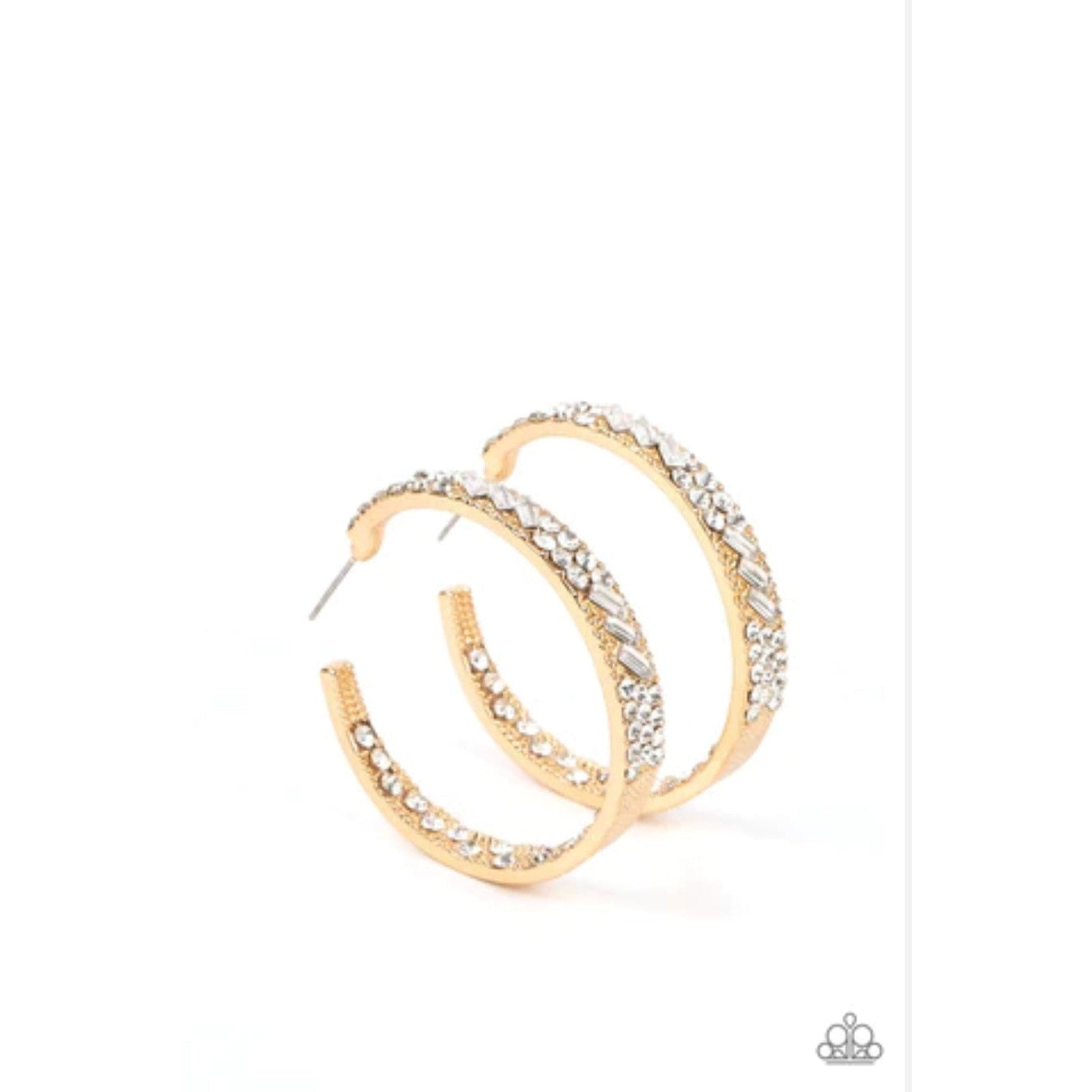 GLITZY By Association Gold - NEW Blockbuster Rhinestone Hoop Earrings - rainbowartsreview