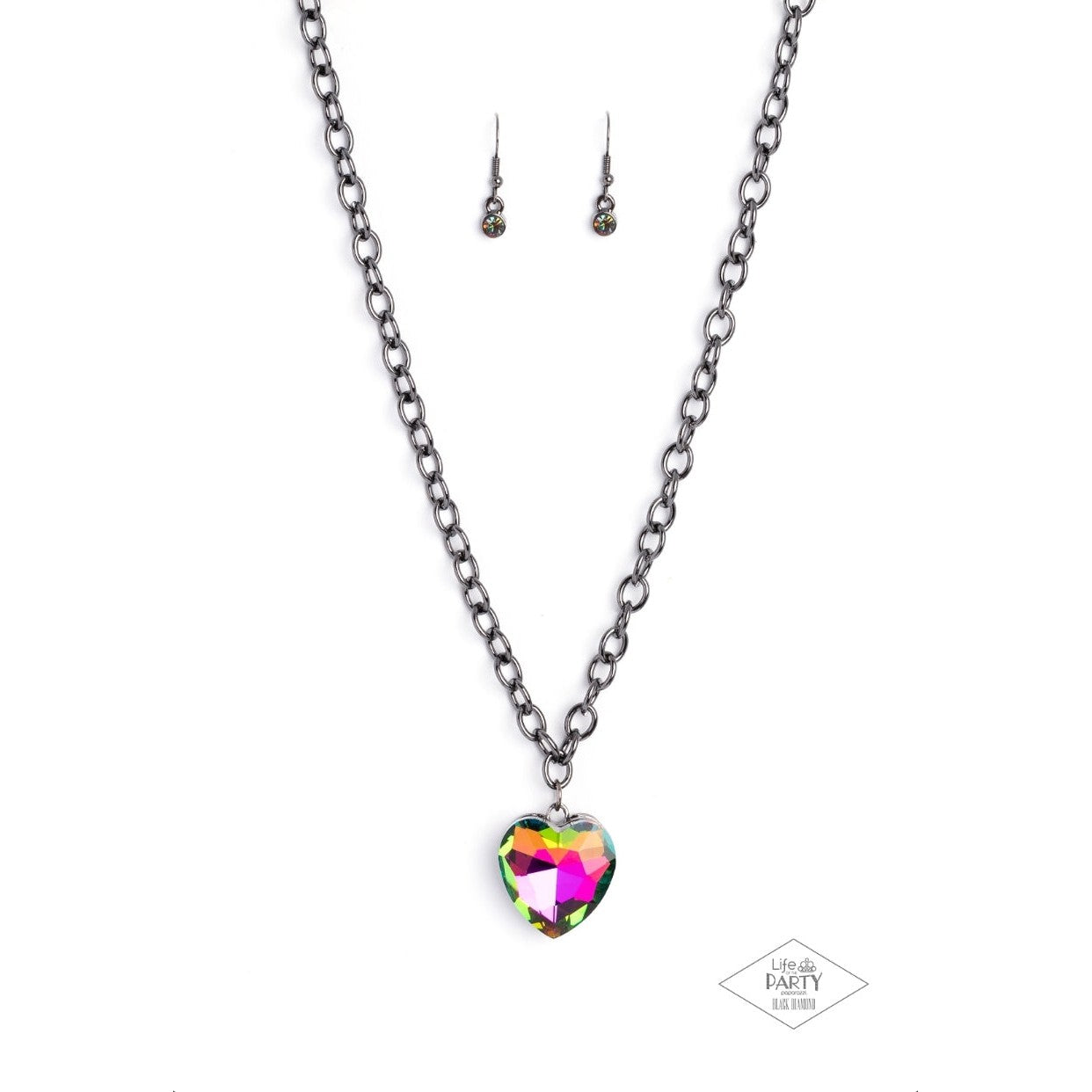  Flirtatiously Flashy - Multi Heart Necklace - Black Diamond Exclusive 