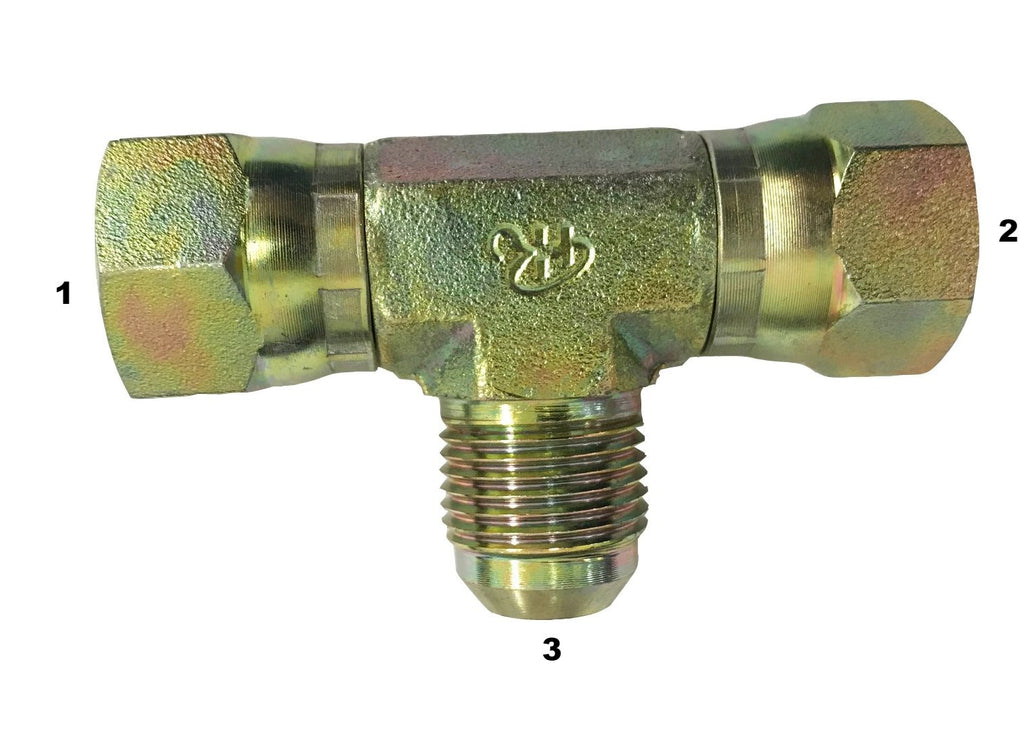 6603 Female Jic Swivel To Female Jic Swivel To Male Jic Branch Tee — B And B Hydraulics 