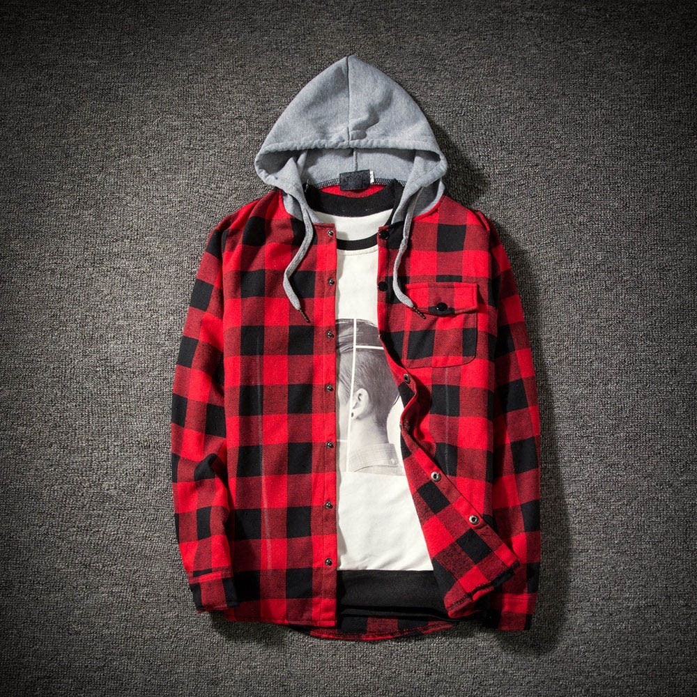 flannel hoodie red