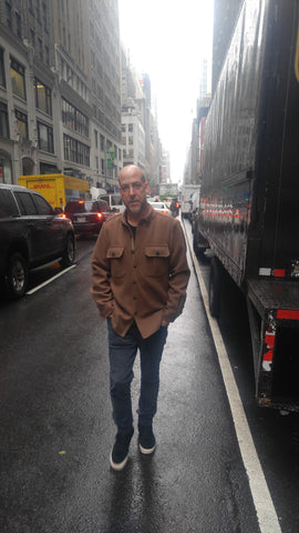 WeatherWool Advisor JR Morrissey in a Drab ShirtJac in the Garment District of New York City