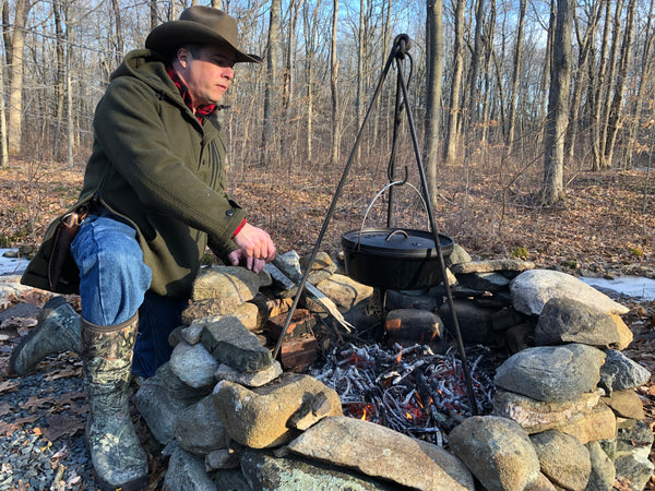 WeatherWool is great around the campfire or cookfire because it so well resists sparks, embers and flame in general. Thanks to Chris Karam for the photo.