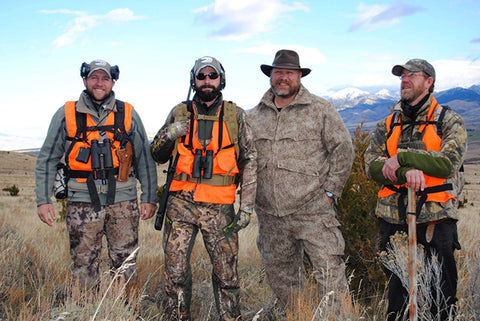 Heath Gunns (no blaze orange) of HAVA in Montana wearing WeatherWool in Lynx Pattern