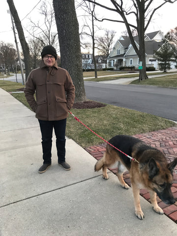 WeatherWool All-Around Jacket walking the dog in Chicago Suburbs