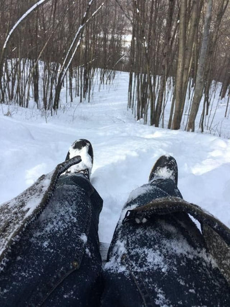 WeatherWool Hooded Jacket used as a sled by @SisterPearl in Upstate New York.  WeatherWool pure wool Merino Jacquard Fabric is tough and here is some serious proof!
