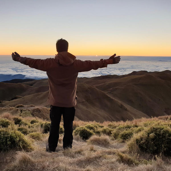 The WeatherWool Anorak at the summit of Mount Pulag, Philippines, for sunrise