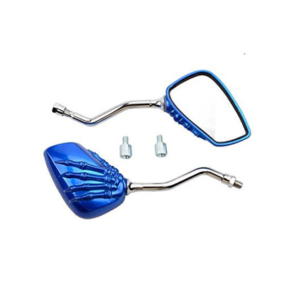 GOOFIT Chromé 8 mm Rétroviseur pour Scooter Moto Cyclomoteur Squelette main Pince à paupières Rétroviseur Côté Miroir Bleu - Beewik-Shop.com