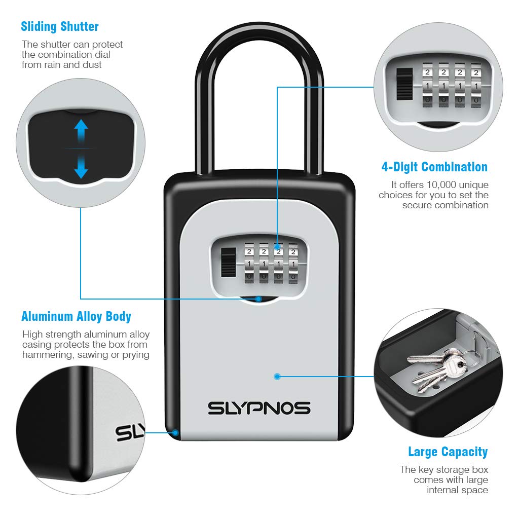 Coffre à clés sécurisé Slypnos Grand coffre-fort à clés avec code numérique à 4 chiffres Stockage sécurisé pour clés à 2 modes