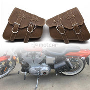 Nouvelle sacoche de moto en cuir synthétique Sacoche à outils latérale marron pour Honda Yamaha Suzuki Harley Sportster XL 883 XL1200 - Beewik-Shop.com