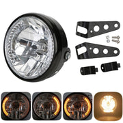 7 "moto phare lampe ambre LED clignotant indicateur avec support pour Harley Chopper café Racer Bobber - Beewik-Shop.com