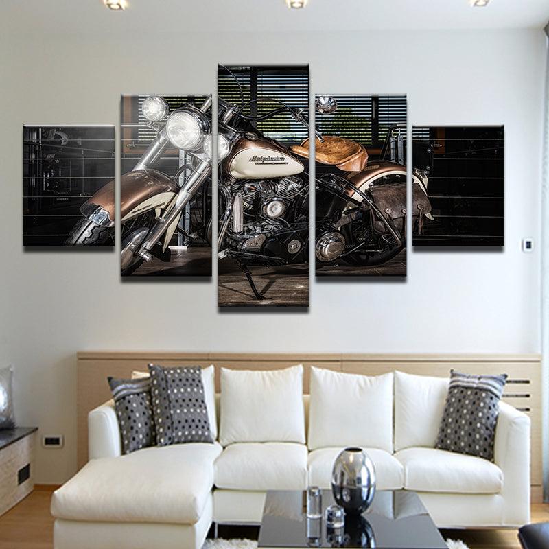 Harley Davidson Vintage Motorcycle 5 Panel Canvas Print Wall Art Gotithere Com