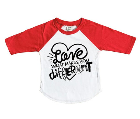 love what makes you different kids graphic raglan tee shirt
