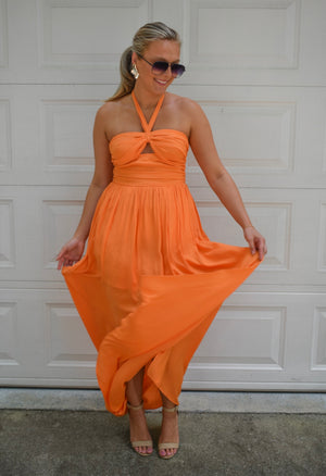 Seabrook Halter Maxi Dress - Orange
