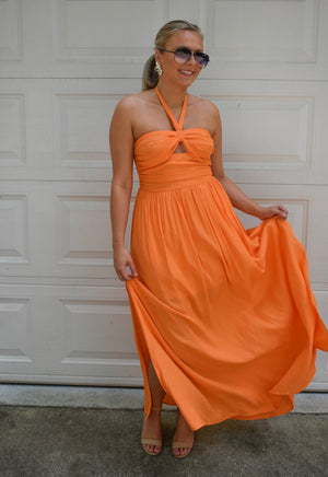 Seabrook Halter Maxi Dress - Orange