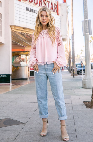 Making Me Blush Blouse- Blush Pink