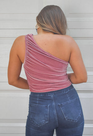 One Shoulder Velvet Top