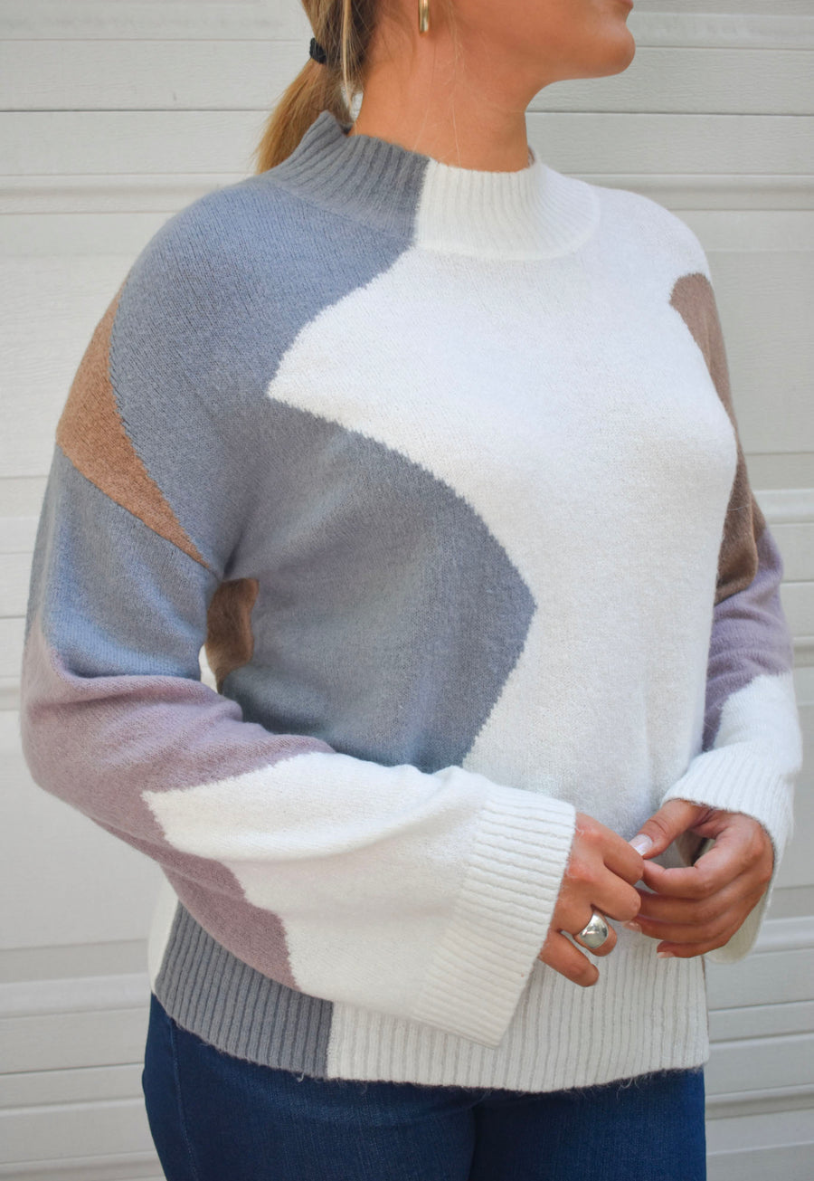 The Lola Colorblock sweater- Lavender mix