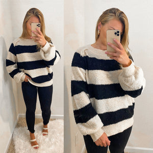 The Kolly Sweater- Black Stripe