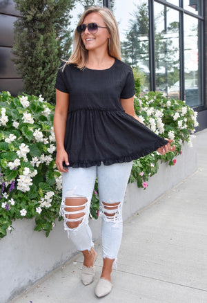 The Bailey Babydoll Top- Black