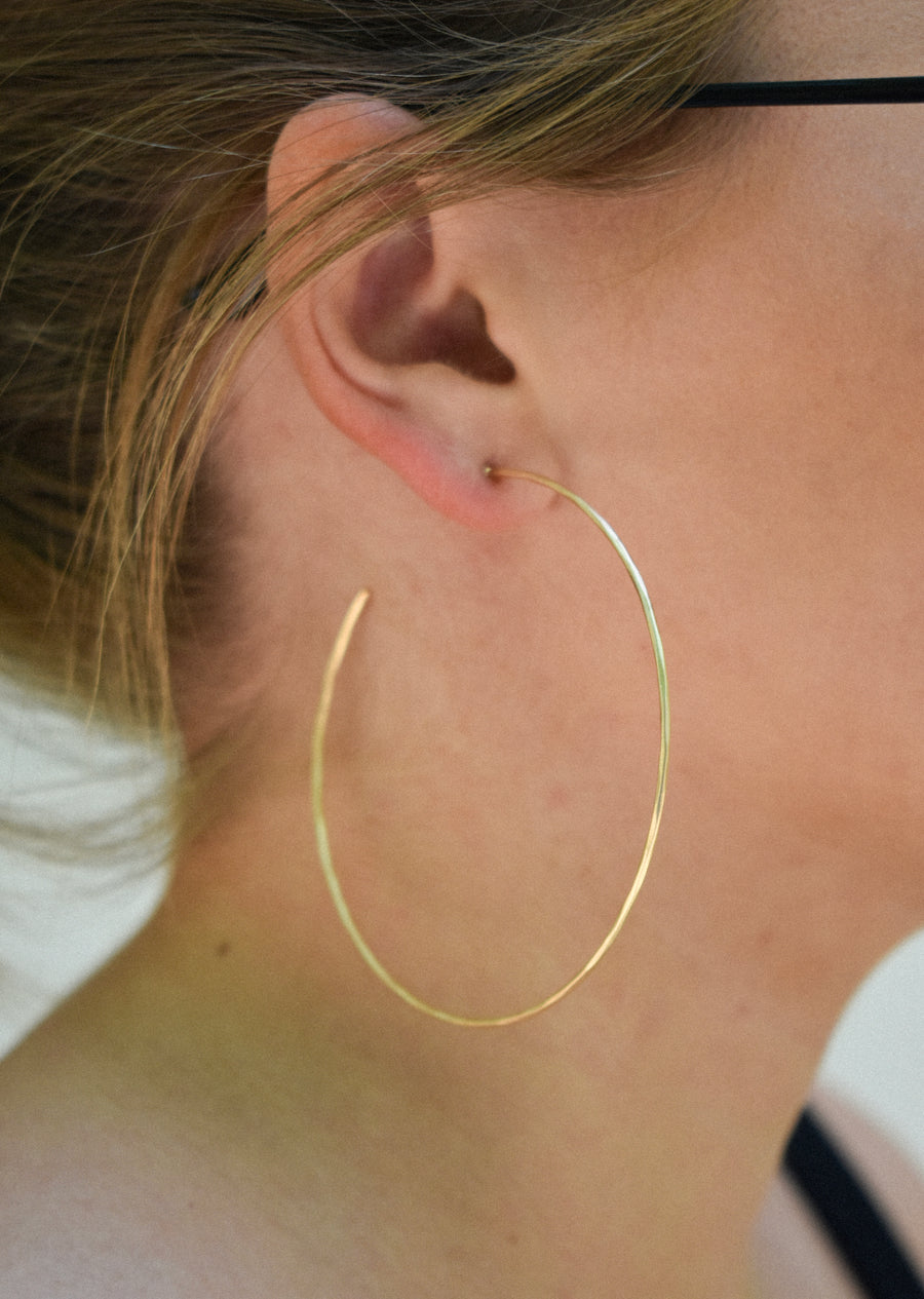 Thin Hammered Hoops- Matte gold