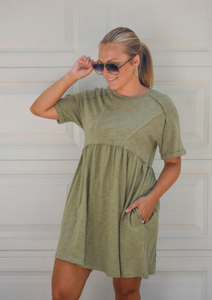 Olive T-shirt Dress