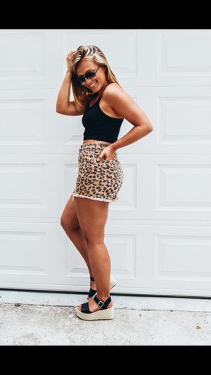 Lovin' On You Cheetah Denim Shorts