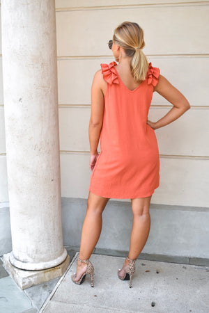 The Mallory Ruffle Dress - Rust