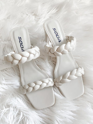 The Hazel Braided Heels -Bone