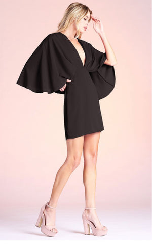 Cape Mini Dress- Black