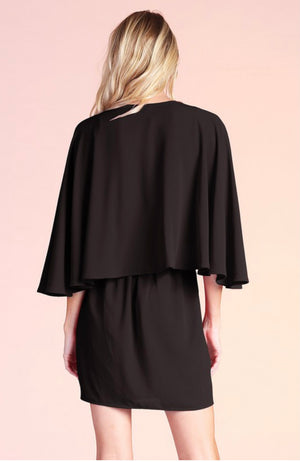 Cape Mini Dress- Black