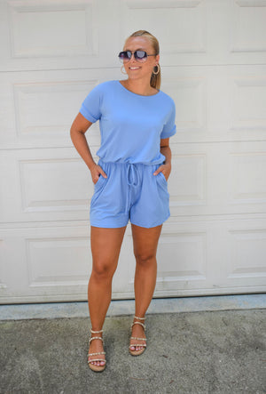 The Rebekah Romper- Spring Blue