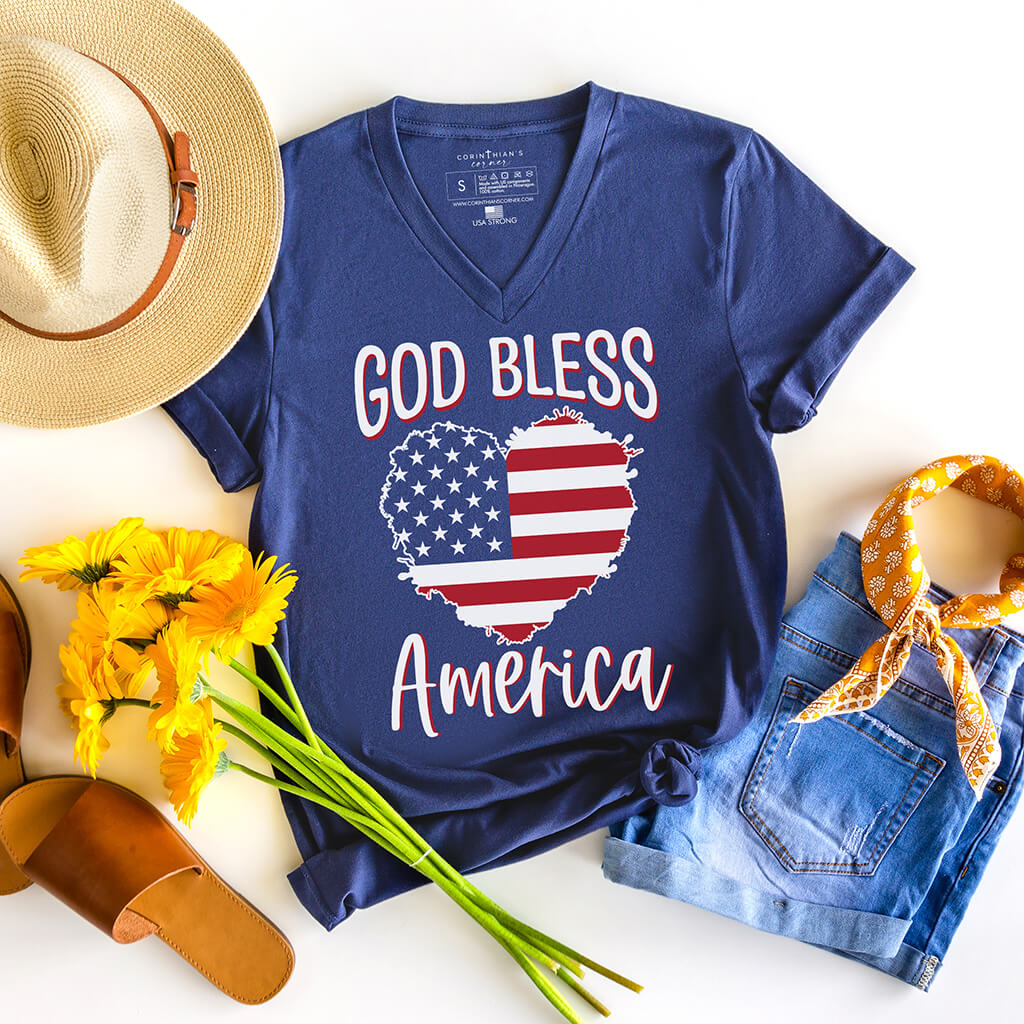 God bless America patriotic t-shirt for July 4th