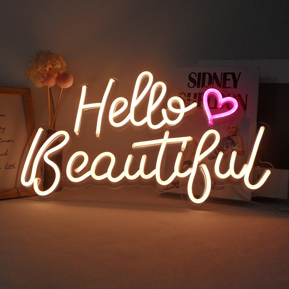 hello beautiful light up sign