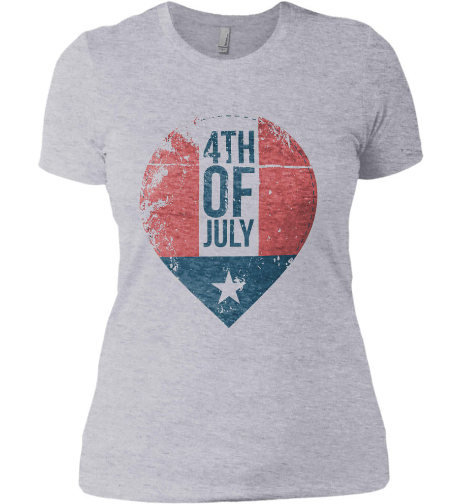 4th of July with Star. Women's: Next Level Ladies' Boyfriend (Girly) T-Shirt.-1