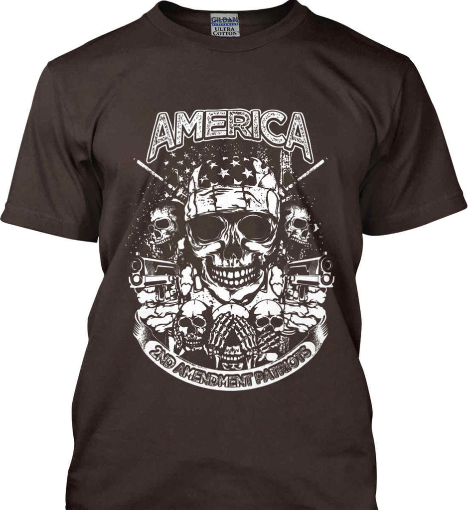 America. 2nd Amendment Patriots. White Print. Gildan Ultra Cotton T-Shirt.-7