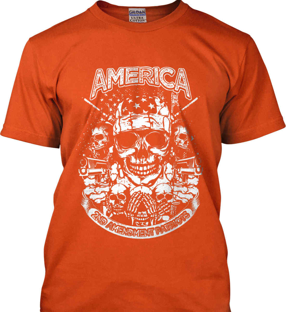 America. 2nd Amendment Patriots. White Print. Gildan Ultra Cotton T-Shirt.-11