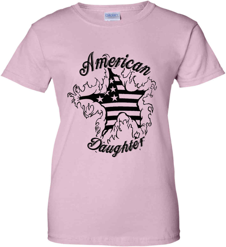 American Daughter. Women's Patriot Design. Women's: Gildan Ladies' 100% Cotton T-Shirt.-1