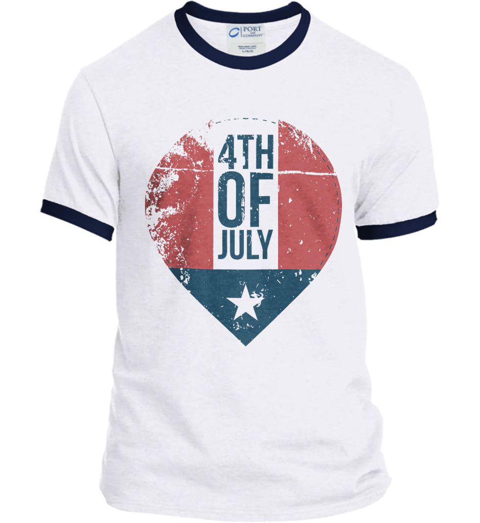 4th of July with Star. Port and Company Ringer Tee.-4