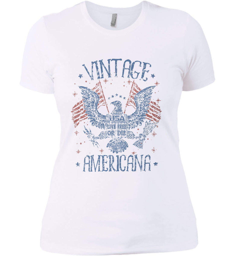 Vintage Americana Faded Grunge Women's: Next Level Ladies' Boyfriend (Girly) T-Shirt.-2