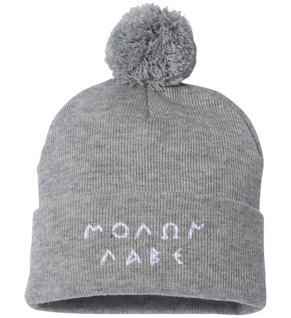 Molon Labe. Original Script. Hat. Molon Labe - Come and Take. Sportsman Pom Pom Knit Cap. (Embroidered)-7