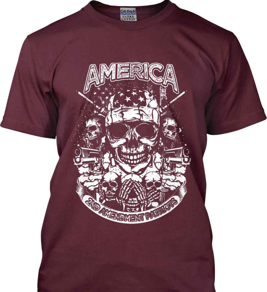 America. 2nd Amendment Patriots. White Print. Gildan Ultra Cotton T-Shirt.-8
